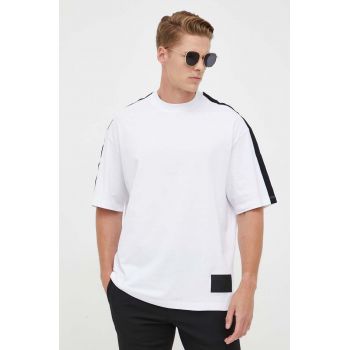 Armani Exchange tricou din bumbac culoarea alb, cu imprimeu