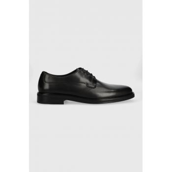 BOSS pantofi de piele Larry-L barbati, culoarea negru, 50497778 de firma originali