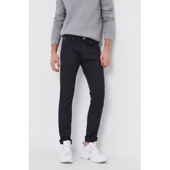 Emporio Armani pantaloni barbati, culoarea albastru marin, mulata