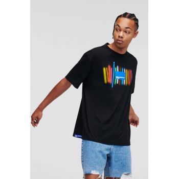 Karl Lagerfeld Jeans tricou din bumbac culoarea negru, cu imprimeu