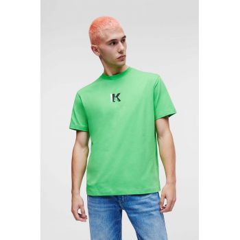 Karl Lagerfeld Jeans tricou din bumbac culoarea verde, cu imprimeu