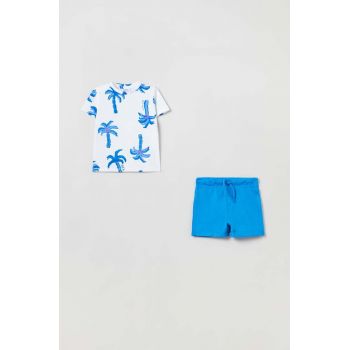 OVS set de bumbac pentru bebelusi culoarea albastru marin ieftin