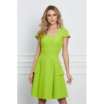 Rochie Moze verde crud cu volane pe fusta la reducere