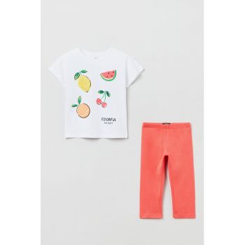 Set de colanti si tricou cu imprimeu - 2 piese