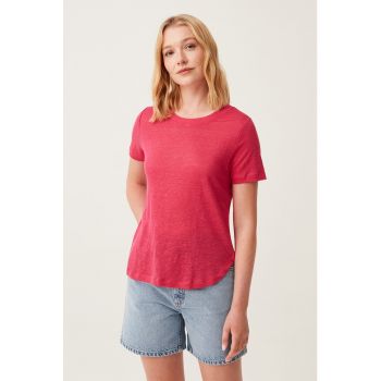 Tricou din in cu decolteu rotund