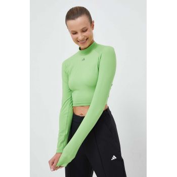 adidas Performance mânecă lungă de antrenament HIIT culoarea verde, cu turtleneck