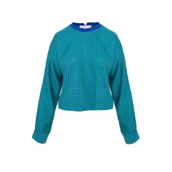 Bluza din amestec de bumbac cu model houndstooth