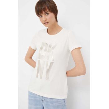 Dkny tricou femei, culoarea bej ieftin