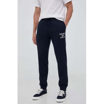 Emporio Armani Underwear pantaloni de trening culoarea albastru marin, cu imprimeu de firma originali