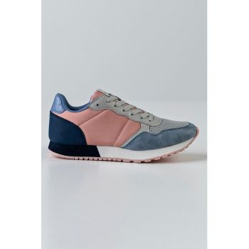 Pantofi sport colorblock cu insertii de piele intoarsa sintetica