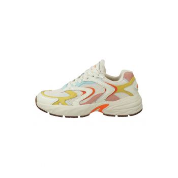 Pantofi sport cu model colorblock si garnituri din piele
