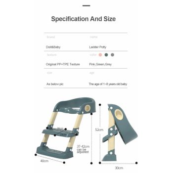 Reductor toaleta cu scarita si inaltime reglabila Little Mom Step by Step Grey