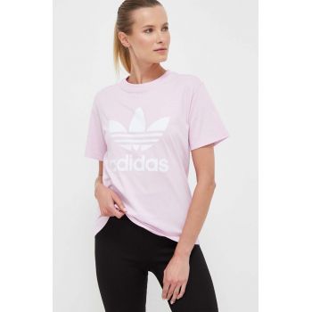 adidas Originals tricou din bumbac culoarea roz