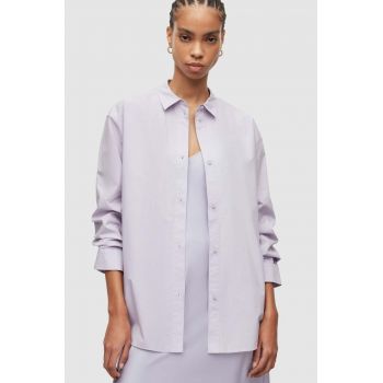 AllSaints camasa din bumbac Sasha femei, culoarea violet, cu guler clasic, relaxed de firma originala