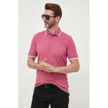 BOSS polo de bumbac culoarea roz, uni 50494697