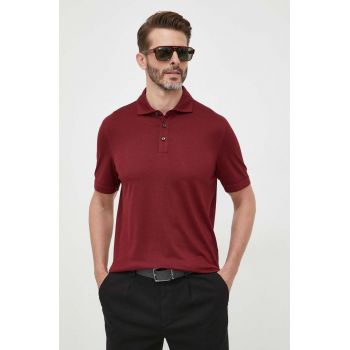 BOSS tricou polo barbati, culoarea bordo, neted