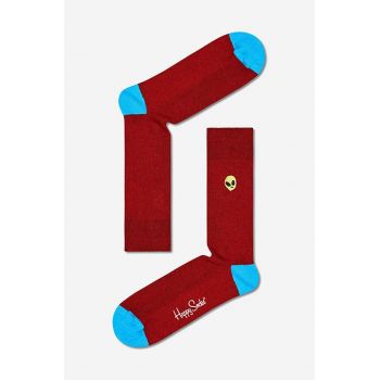 Happy Socks sosete Ribbed Embroidery culoarea rosu, Skarpetki Happy Socks Ribbed Embroidery Alien REALI01-4500