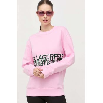 Karl Lagerfeld bluza femei, culoarea roz, cu imprimeu