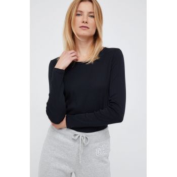 United Colors of Benetton longsleeve femei, culoarea negru