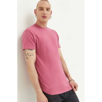 Abercrombie & Fitch tricou barbati, culoarea roz, neted