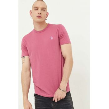 Abercrombie & Fitch tricou din bumbac culoarea roz, neted