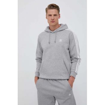 adidas Originals bluza barbati, culoarea gri, cu glugă, melanj