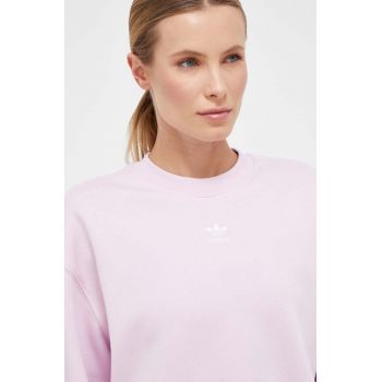 adidas Originals bluza femei, culoarea roz, neted ieftin
