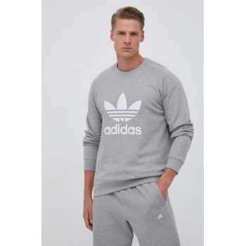 adidas Originals hanorac de bumbac barbati, culoarea gri, cu imprimeu