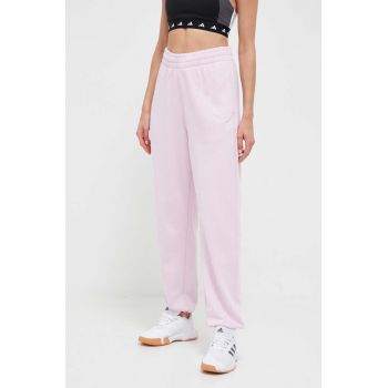 adidas Originals pantaloni de trening culoarea roz, neted de firma original
