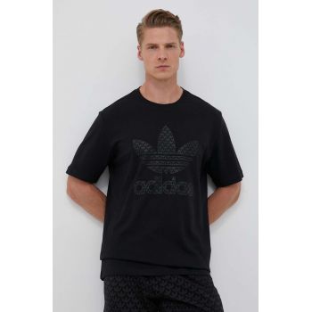 adidas Originals tricou din bumbac culoarea negru, cu imprimeu