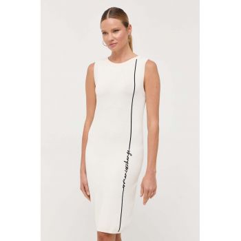 Armani Exchange rochie culoarea bej, mini, drept