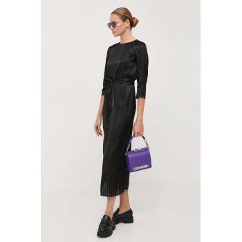 Armani Exchange rochie culoarea negru, midi, drept de firma originala