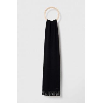 BOSS esarfa de lana culoarea negru, neted