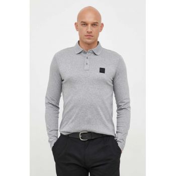 BOSS longsleeve din bumbac culoarea gri, uni 50485162