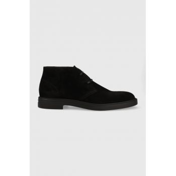 BOSS pantofi de piele intoarsa Calev barbati, culoarea negru, 50500234