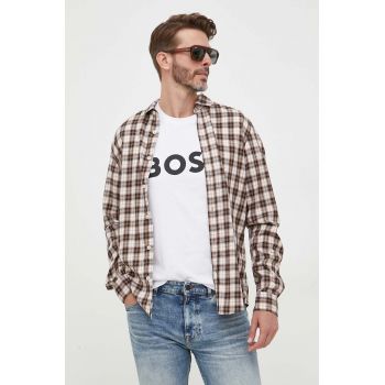 BOSS tricou din bumbac culoarea alb, cu imprimeu