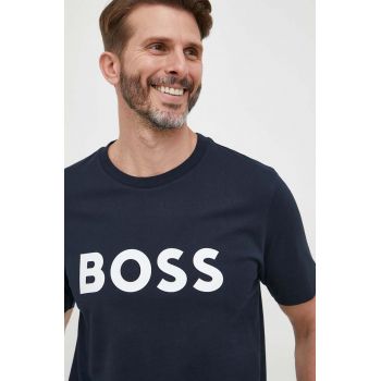 BOSS tricou din bumbac culoarea bleumarin, cu imprimeu 50495742