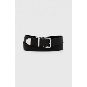 HUGO curea de piele femei, culoarea negru