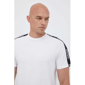 HUGO tricou lounge culoarea alb, cu imprimeu