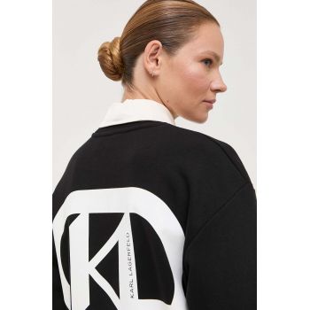Karl Lagerfeld bluza femei, culoarea negru, cu imprimeu