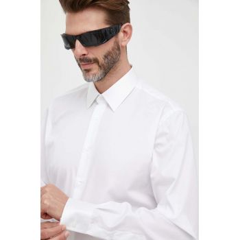 Karl Lagerfeld camasa din bumbac barbati, culoarea alb, cu guler clasic, regular de firma originala