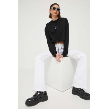 Karl Lagerfeld Jeans bluza femei, culoarea negru, cu imprimeu