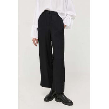 Marc O'Polo pantaloni femei, culoarea negru, lat, high waist