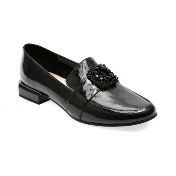 Mocasini EPICA negri, B200002, din piele naturala lacuita