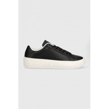 Tommy Jeans sneakers din piele TJM LEATHER OUTSOLE culoarea negru, EM0EM01213