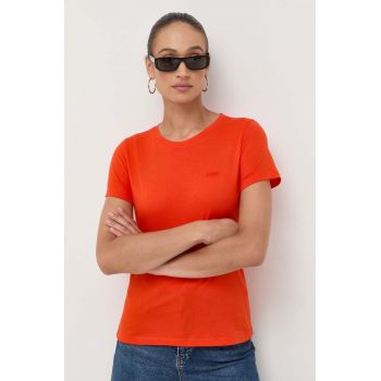 BOSS tricou din bumbac culoarea portocaliu