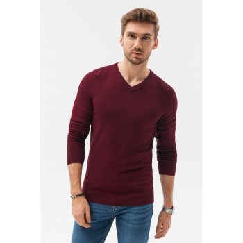 Pulover slim fit cu decolteu in V