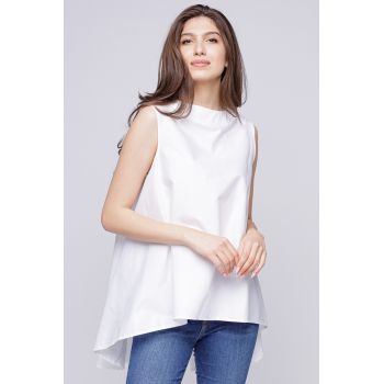 Bluza ampla alba, din poplin de bumbac