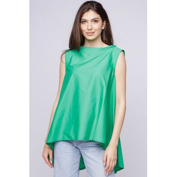 Bluza ampla verde din poplin de bumbac