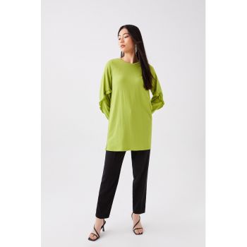 Bluza lunga cu aplicatii cu volane